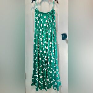 Cute Green Floral Wide-Leg Jumpsuit
